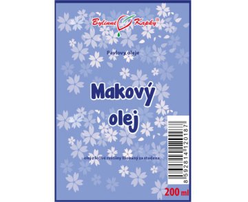 Makový olej (olej z máku) 200 ml - přírodní za studena lisovaný